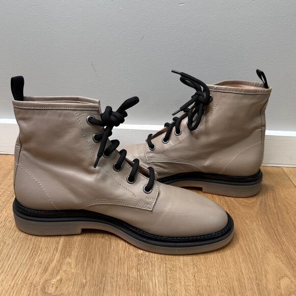 NEW AGL Attilio Giusti Leombruni Moreen Lace-Up Gray Leather Ankle Combat Boots - Picture 7 of 10